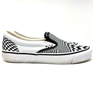 Vans X End OG Classic Slip On LX Vertigo Men 11 Black True White Leather Sneaker